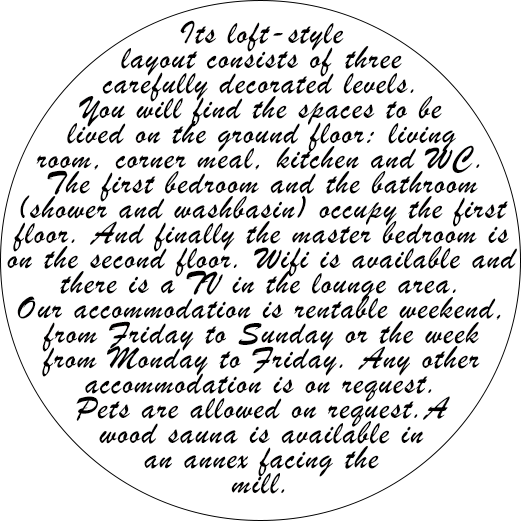 site sur le gîte de Wallonie le moulin du ya, situé à la louvière près de Mons, gîte insolite pour 2 et 4 personnes.